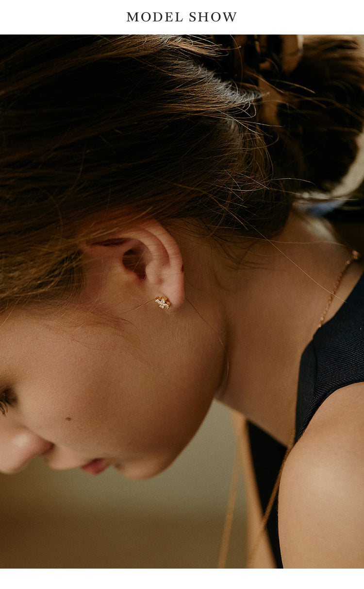 925 Silver Synthetic Zircon Earrings Four-leaf Clover Stud Earrings for Women Pure Silver Exquisite High-end Small Anti-allergy Gold Necklace Jewelrygold necklace jewelry001