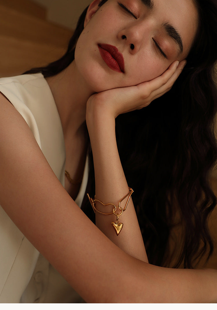 Brass Alloy Bracelet Bracelet Ins Niche Design Simple Trendy High-end Vintage Women's Pendant Bracelet David Jewelry Gold Necklacedavid jewelry gold necklace