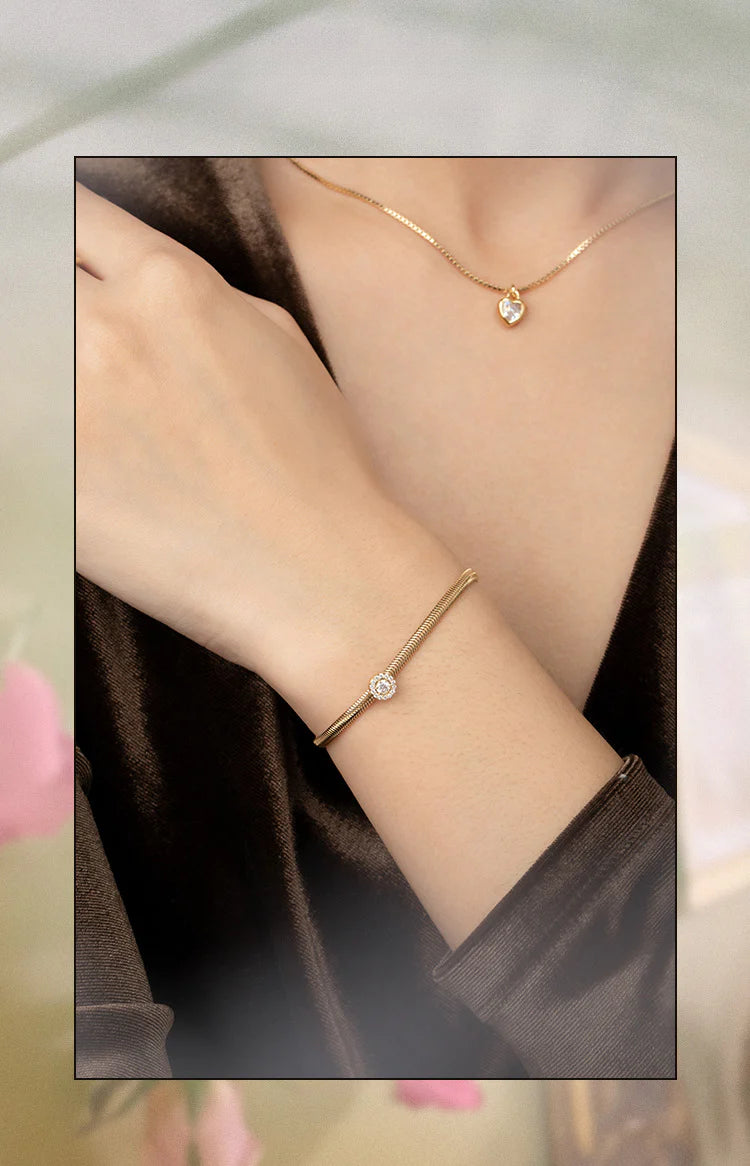 Copper Alloy Synthetic Zircon Bracelet Simple Ins Versatile Niche Light Luxury Fashionable Elegant Jewelry Non-Fading David Jewelrydavid jewelry