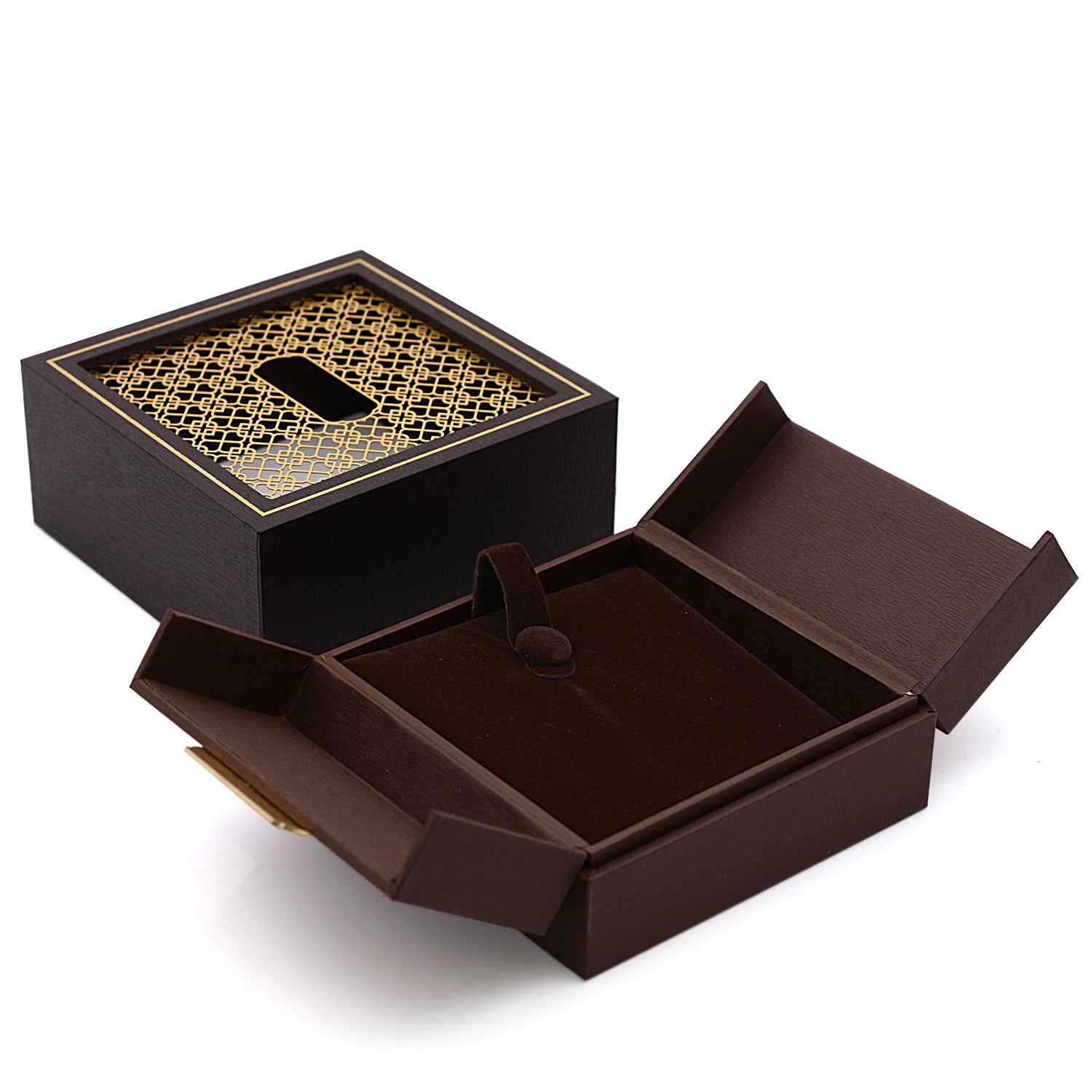 Traditional Gold Double-Opening Jewelry Box High-End Packaging Box Jewelry Gift Box Jade Gold Jewelry Box