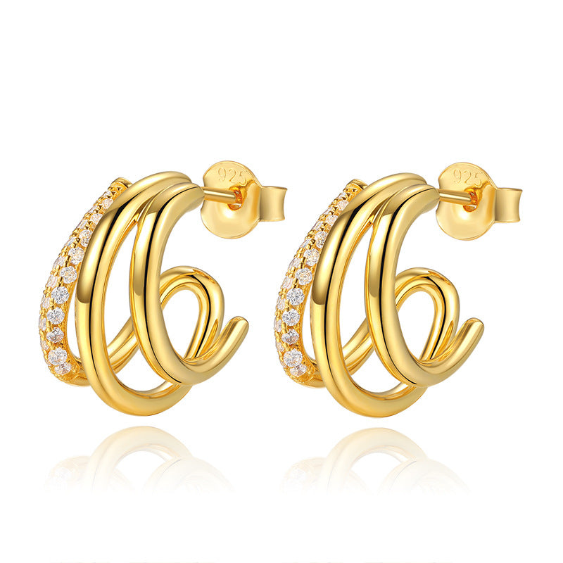 Copper Alloy Synthetic Zircon Earrings French Retro Style Elegant Earrings Design High-end Earrings Studs David Gold Necklacedavid gold necklace001