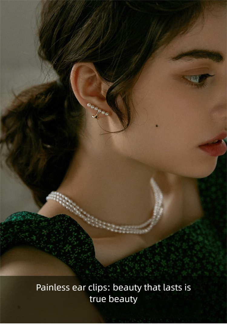 Ear Clip No Piercing Clip-on Earrings Clip Style French High-end Ear Bone Ear Jewelry Gold Necklace Jewelrygold necklace jewelry