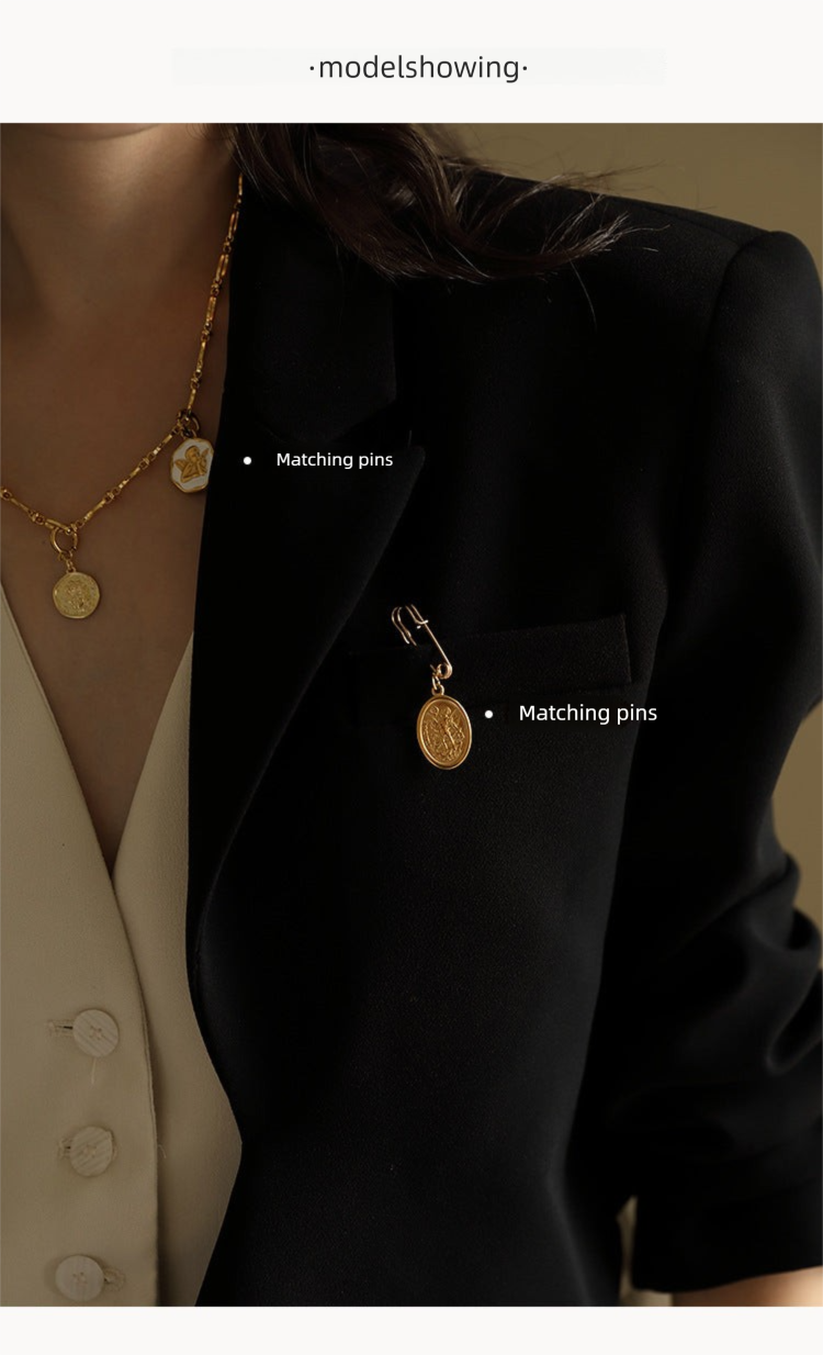 Titanium Steel Synthetic Zircon Pendant Ear Cuff Ear Hook Elegant Earrings Gold Coin Bracelet Necklace Pendant David Jewelrydavid jewelry001