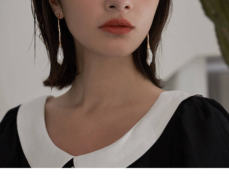 Baroque Pearl Earrings for Women 2021 New Trend Retro French Style Long Face Slimming Round Face Earrings Studs Gold Necklace Davidgold necklace david001