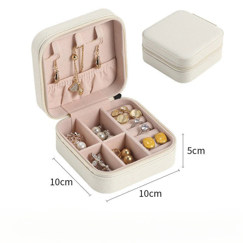 Cross-Border Direct Supply Jewelry Box Storage Box Pu Thickened Leather Necklace Ring Earrings Ring Storage Jewelry With Mirror Box David Gold Necklace Tiffany Jewelrydavid gold necklace Tiffany jewelry