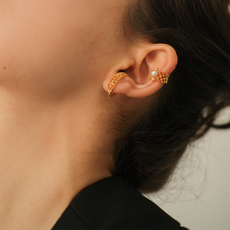 Copper Alloy Earrings Ear Clips 2022 New Trendy Women Painless French Retro Earrings Non-Pierced Ear Hooks David Gold Necklacedavid gold necklace005