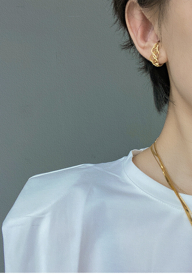 925 Silver Earrings Ear Clip Style No Piercing Women's Earrings Earrings Minimalist Niche Sweet Cool French Style High-end David Gold Necklacedavid gold necklace