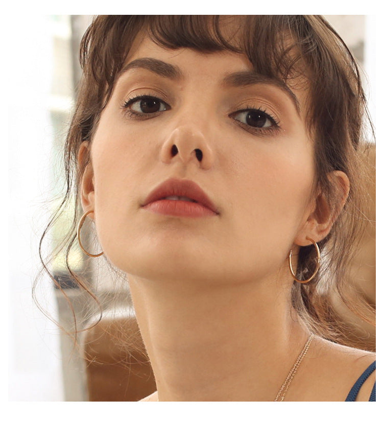 925 Silver Earrings Simple Hoop Earrings Pure Silver Elegant Retro High-end Atmosphere Large Hoop Earrings001