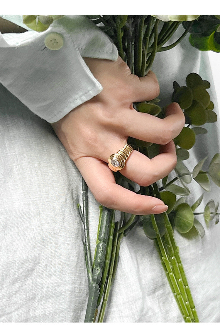 Copper Alloy Synthetic Zircon Ring Personality Retro Simple Temperament Palace Light Luxury Niche Fashion French David Gold Necklacedavid gold necklace003