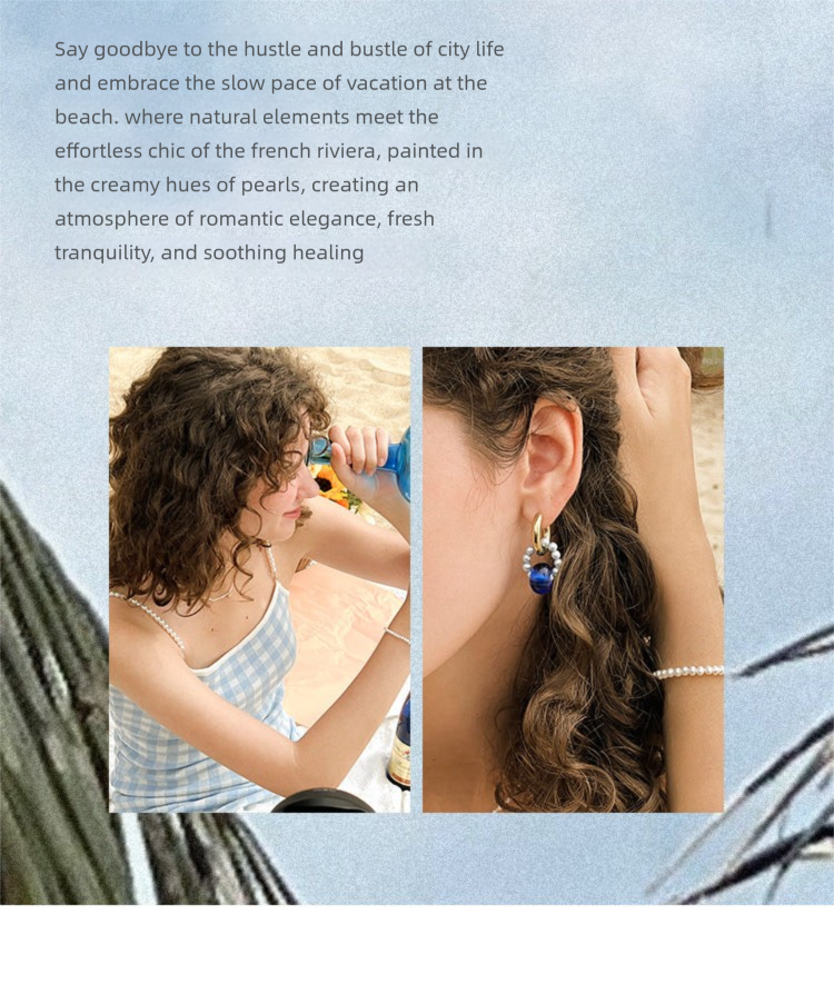 PN Glass Bead Earrings for Women Summer 2022 New Light Luxury Niche High-end French Style Earrings Small Exquisite Jewelry Jewelry David Gold Necklacejewelry david gold necklace001