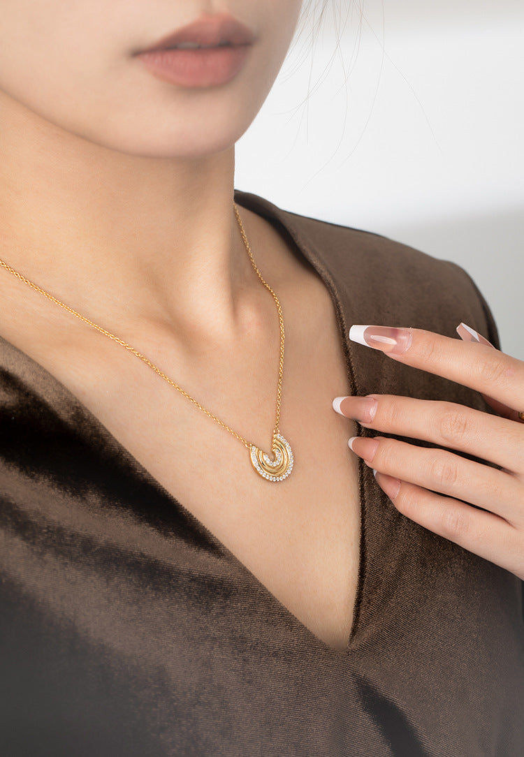 Copper Alloy Necklace French Lazy Fashion Retro Temperament Personality Design Light Luxury Necklace Pendant Jewelry Gold Necklace Davidjewelry gold necklace david002