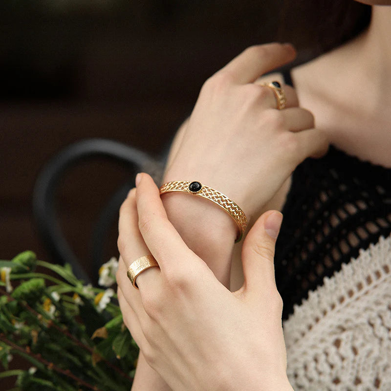 Copper Alloy Imitation Crystal Bracelet Fashion French Simple Elegant Design Light Luxury Bracelet Gold Necklace Davidgold necklace david