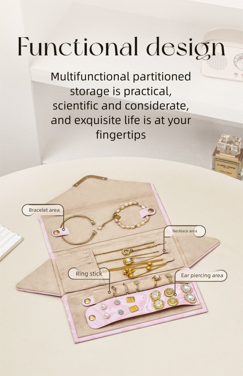 davidCross-Border Direct Supply Jewelry Box Luxury Foldable Jewelry Box Earrings Rings Necklaces Storage Jewelry Glasses Storage Box