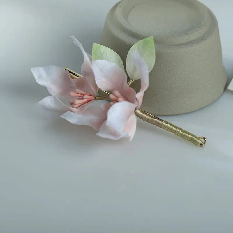 Chinese Intangible Cultural Heritage Silk Velvet Flower New Chinese Style Peach Blossom Brooch Super Fairy Gentle Accessories David Gold Necklace Yurman