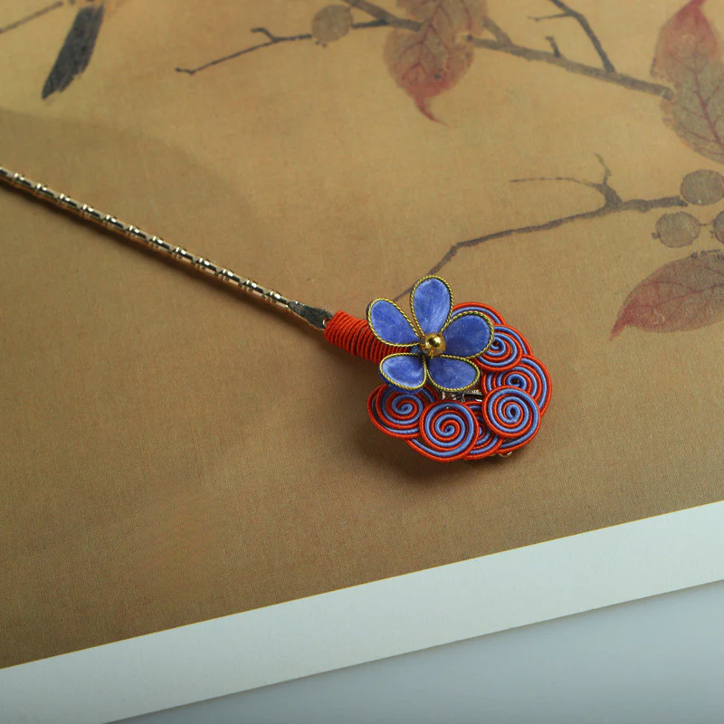 Chinese Intangible Cultural Heritage Handmade Filigree Velvet Flower Hairpin Chinese Classical Cheongsam Hair Accessories Retro David Gold Necklace Yurman009