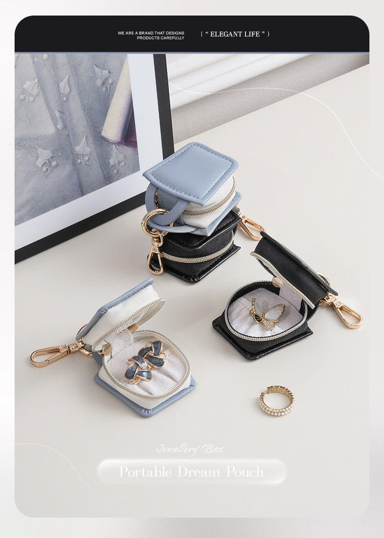 TiffanyCross-Border Direct Supply Jewelry Bag for Business Trips and Travel Portable Earrings Rings Storage Box Jewelry Organizer