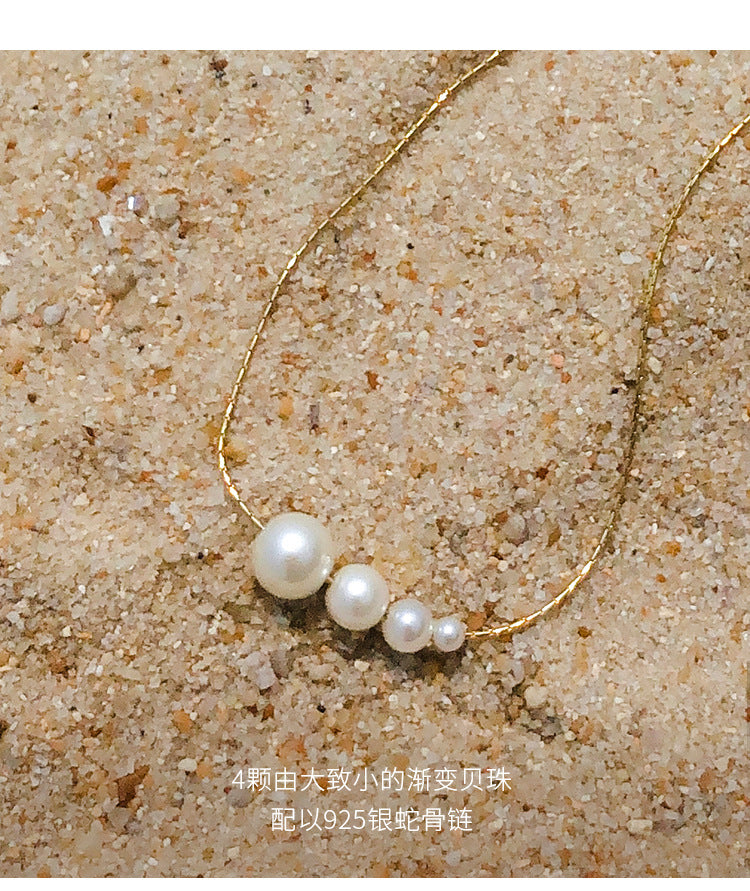 925 Silver Pearl Necklace for Women Natural Freshwater Pearl Choker Light Luxury Sweater Chain Simple Retro Collarbone Chain David Jewelrydavid jewelry002