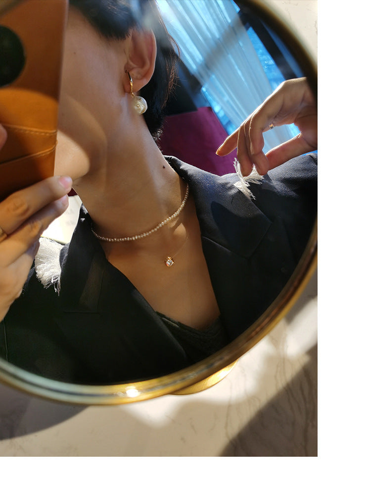 Non-Painful Ear Clips Ear Bone Clips Earrings Niche Design Sense Non-Pierced Women's Earrings Baroque Pearl Ear Hooks David Jewelrydavid jewelry