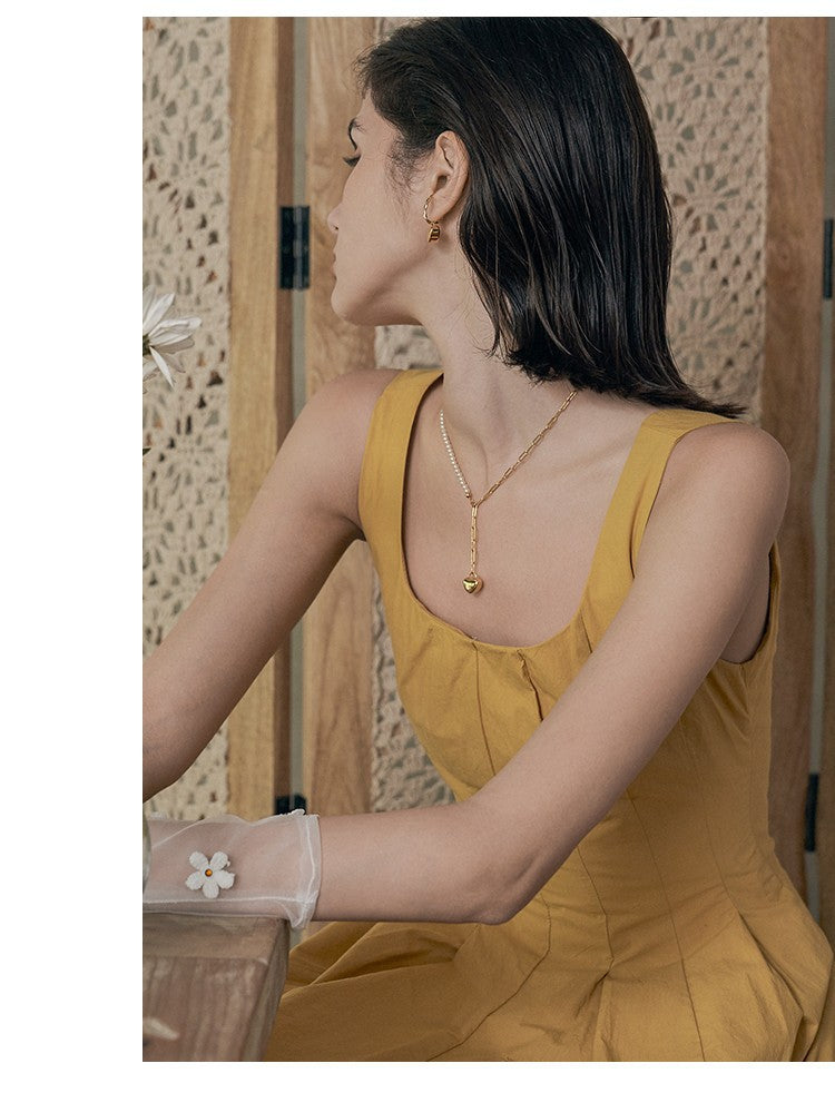 Heart Splicing Necklace Niche Design Light Luxury Choker High-end Collarbone Chain Gold Necklace David Jewelrygold necklace david jewelry002