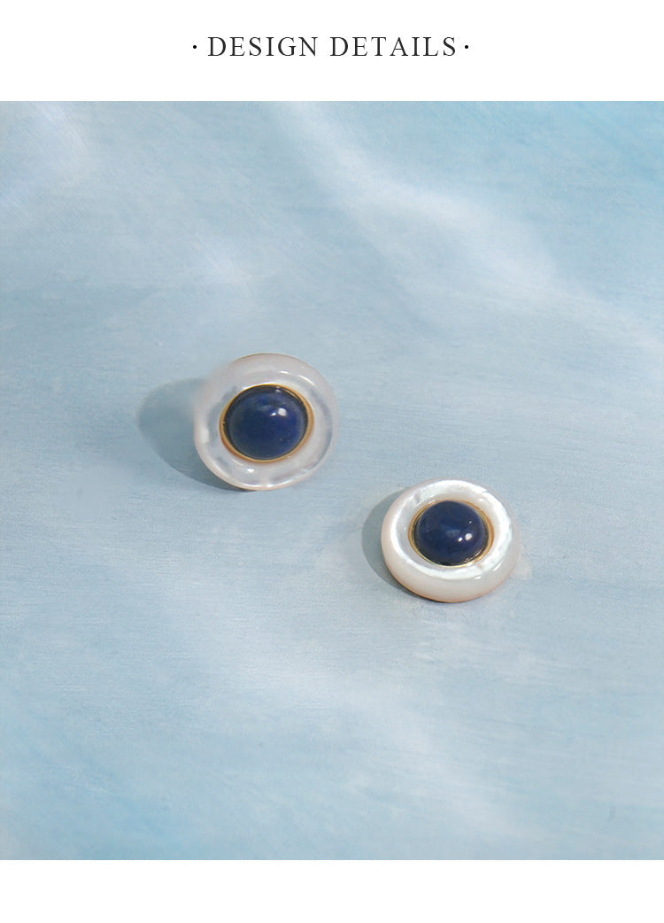 Sapphire Earrings High-end French Light Luxury Niche Design Earrings Ear Piercing Ear Bone Studs Vintage Earrings David Gold Necklacedavid gold necklace001