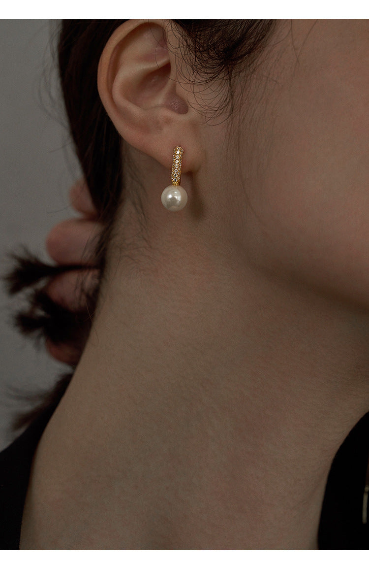 High-end Design Pure Silver Light Luxury Elegant Earrings Studs for Women Natural Pearl Ear Jewelry001