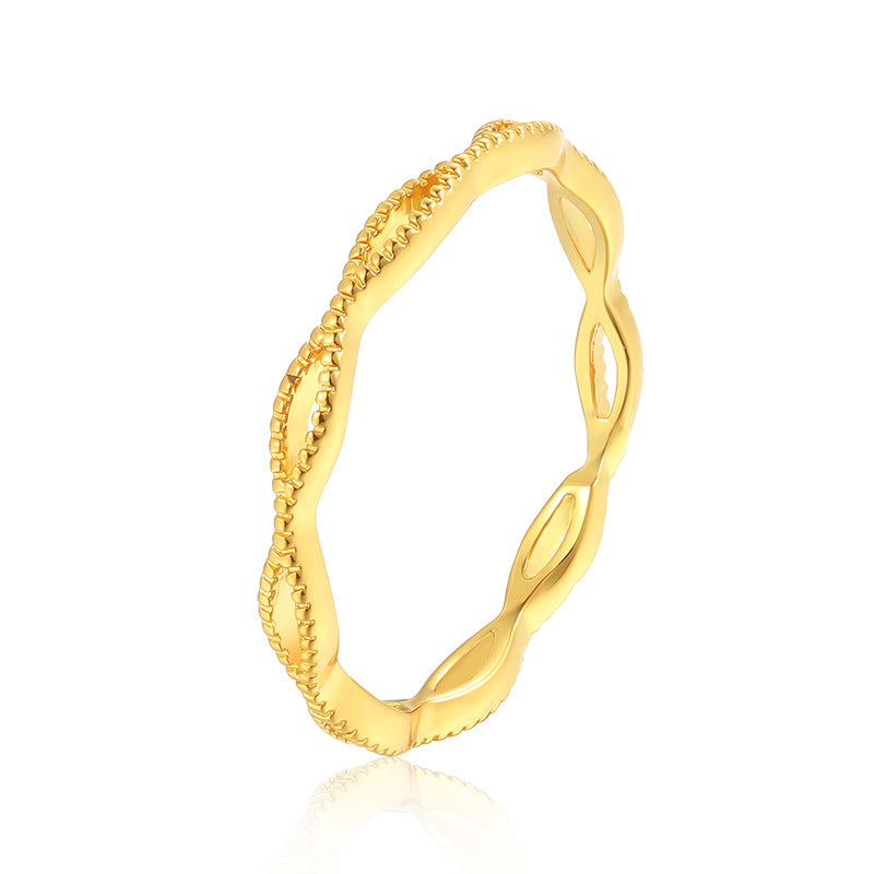 Titanium Steel Synthetic Zircon Ring Fashionable Personality New Light Luxury High-end Vintage Niche Design Ring Gold Necklace Jewelrygold necklace jewelry003