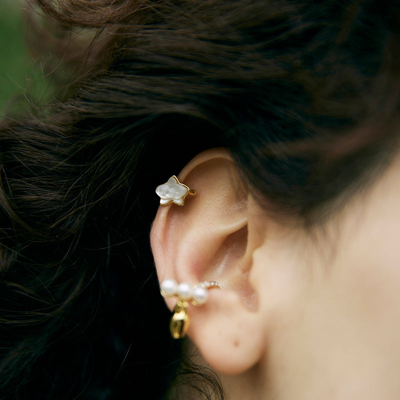 Copper Alloy Enamel Earrings Butterfly Orchid Ear Clips for Women Without Pierced Ears Light Luxury High-end French Niche Earrings Gold Necklace Jewelry Davidgold necklace jewelry david