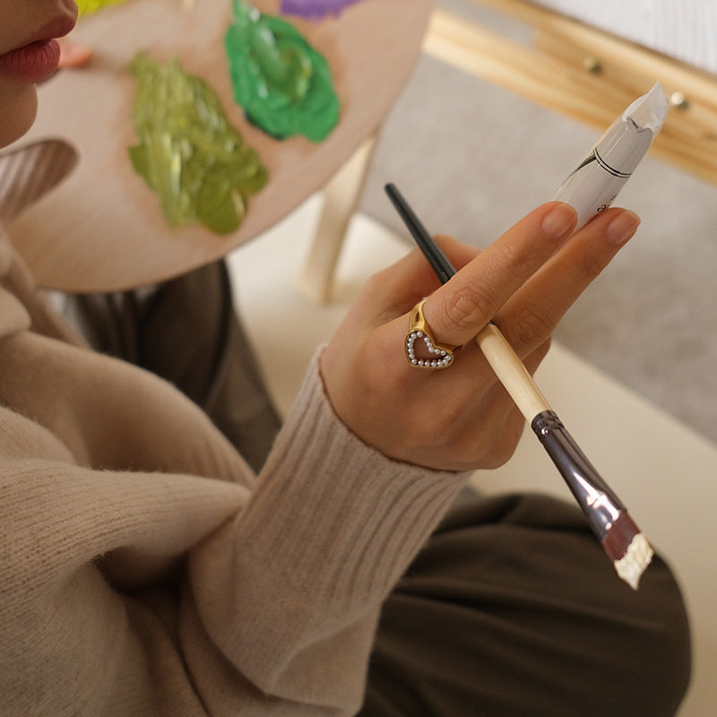 Imitation Pearl Ring Made of Copper Alloy Ring Female Niche Design Sense Light Luxury retro High-end Sense Hand Jewelry David Gold Necklace Jewelrydavid gold necklace jewelry003