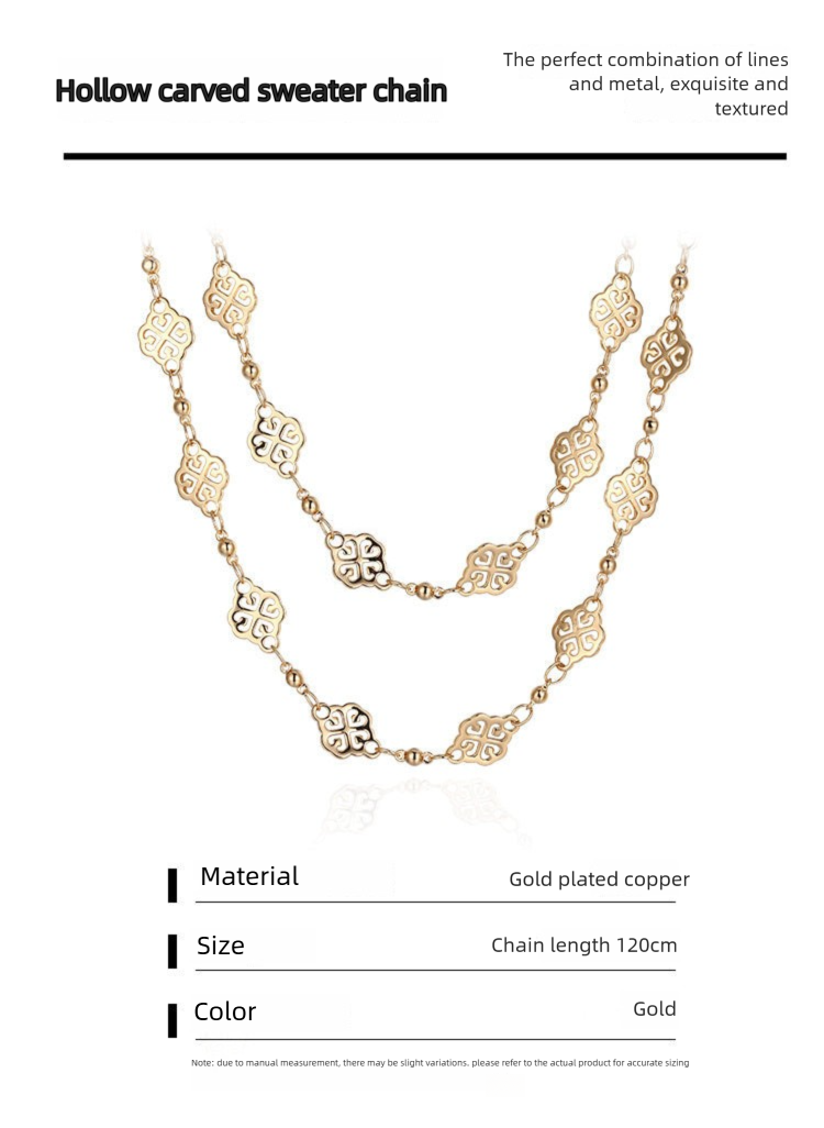 French Retro Melad Fashion Versatile Necklace Sweater Chain Spring Summer Long Necklace Jewelry Gold Necklace David Gold Necklacedavid gold necklace002