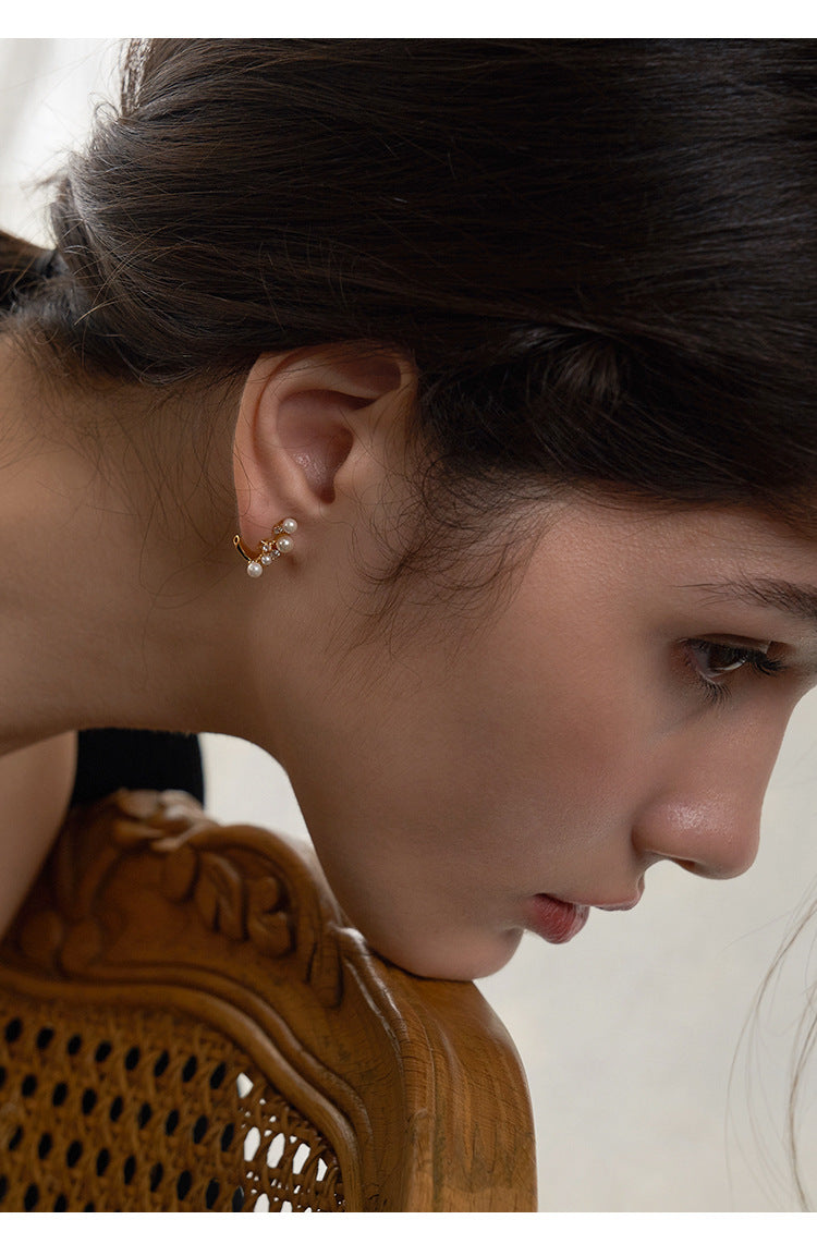 Pearl Ear Clips No Piercing Ear Cuffs for Women European and American Retro Ear Hook Earrings High-end Gold Necklace Davidgold necklace david