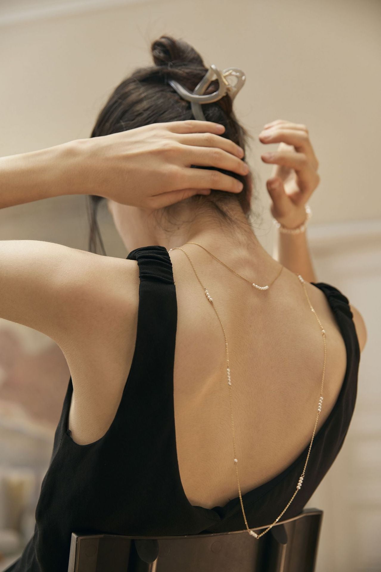 Necklace for Women Freshwater Pearl Light Luxury S925 Silver Long Necklace Niche Hypoallergenic Collarbone Chain Birthday Gift Gold Necklace Davidgold necklace david002