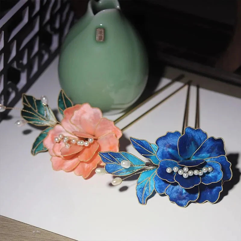 chinese non-heritage velvet hairpin antique hair accessories cloisonne new chinese hair accessories david gold necklace yurman