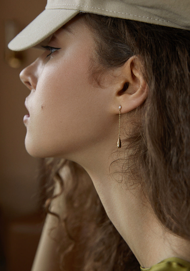 Titanium Steel Synthetic Zircon Earrings 2022 New Trendy Elegant Water Drop Long Earrings for Women Suitable for Round Faces David Jewelrydavid jewelry001