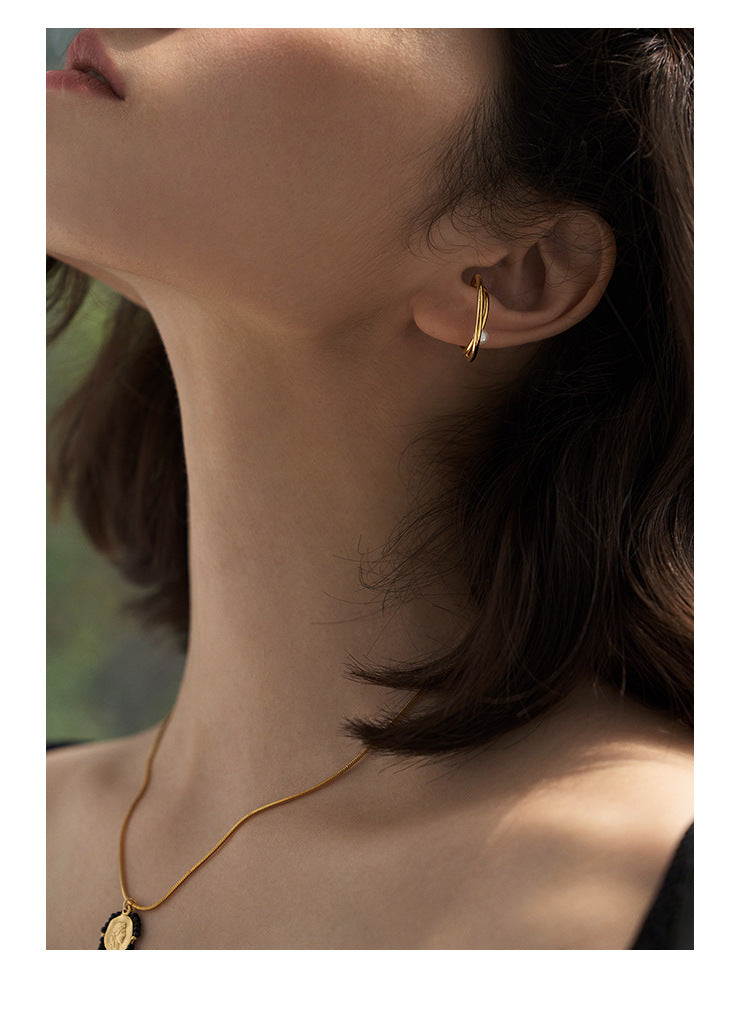 Ear Clip Type Painless No Ear Piercing Female Temperament Niche Ear Hook Side Ear Bone Clip 0528