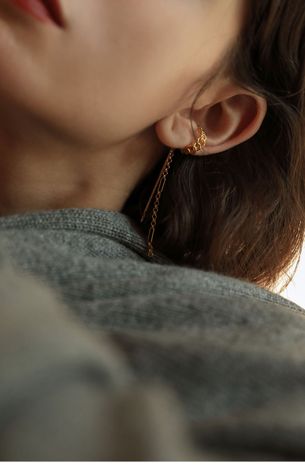 Copper Alloy Earrings Ear Clip Ear Hook No Piercing Women's Earrings Elegant High-end French Minimalist Personality