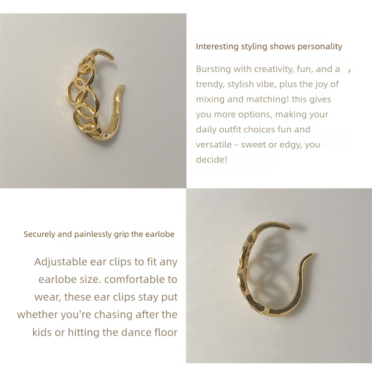 925 Silver Earrings Ear Clip Style No Piercing Women's Earrings Earrings Minimalist Niche Sweet Cool French Style High-end David Gold Necklacedavid gold necklace