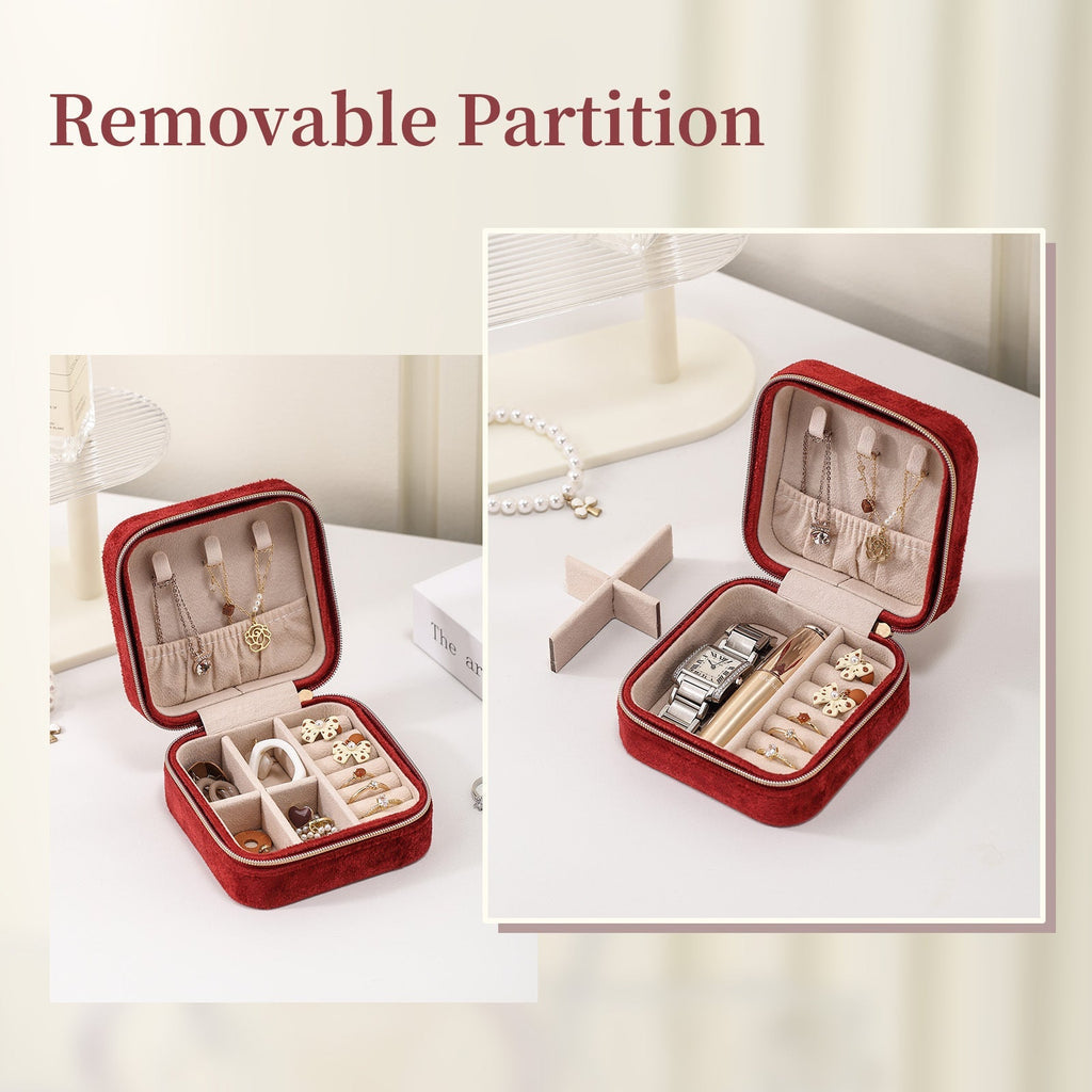 Christmas Gift High-end Velvet Jewelry Box Travel Portable Jewelry Box Earrings Necklace Ring Box Cross-border Jewelry Tiffany Gold Necklace Davidjewelry Tiffany gold necklace david