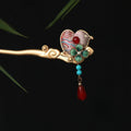 Chinese Intangible Cultural Heritage Handmade Silk Velvet Flower Fabric Gourd Hairpin David gold necklace yurman