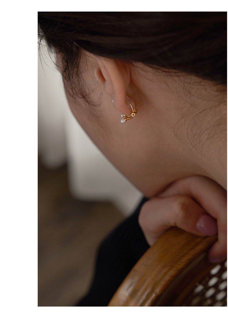 Pearl Ear Clips No Piercing Ear Cuffs for Women European and American Retro Ear Hook Earrings High-end Gold Necklace Davidgold necklace david