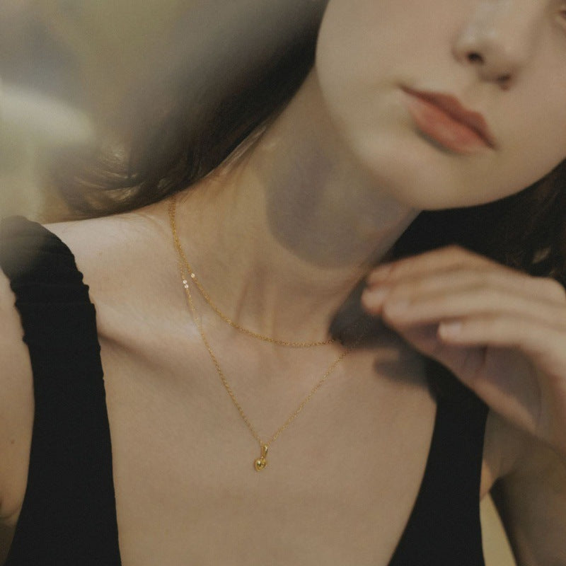 Necklace for Women Light Luxury S925 Silver Niche Jewelry Heart Pendant Collarbone Chain Gift for Girlfriend Jewelry Gold Necklacejewelry gold necklace002