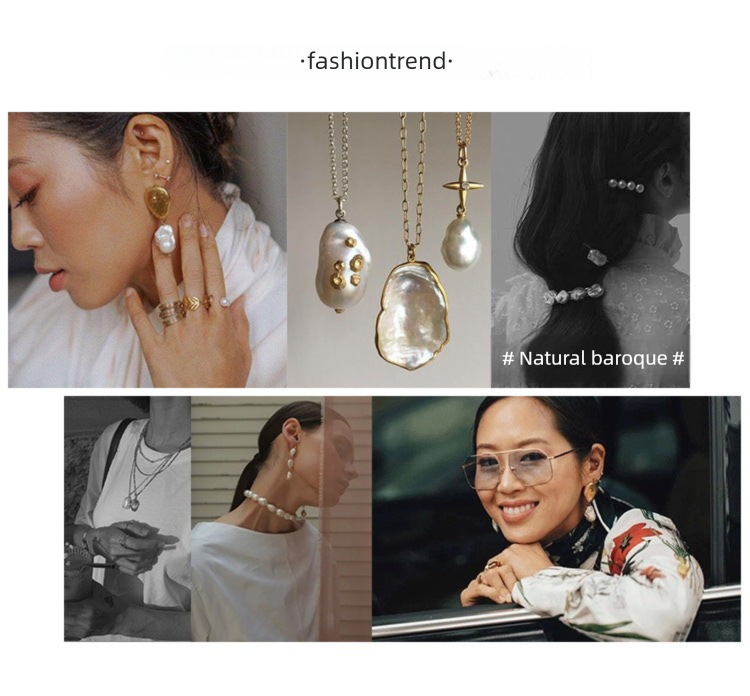 Baroque Pearl Earrings for Women 2021 New Trend Retro French Style Long Face Slimming Round Face Earrings Studs Gold Necklace Davidgold necklace david001