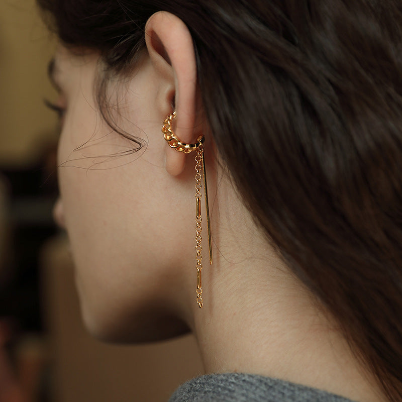 Copper Alloy Earrings Ear Clip Ear Hook No Piercing Women's Earrings Elegant High-end French Minimalist Personality