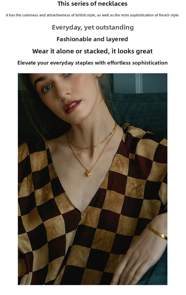 Titanium Steel Pendant Necklace for Women, Niche Light Luxury, Non-Fading Snake Bone Chain, Layered Choker Collarbone Chain, Neck Chain Jewelry Gold Necklacejewelry gold necklace002