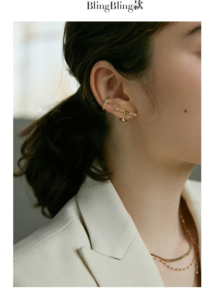 Ear Clip No Piercing Clip-on Earrings Clip Style French High-end Ear Bone Ear Jewelry Gold Necklace Jewelrygold necklace jewelry