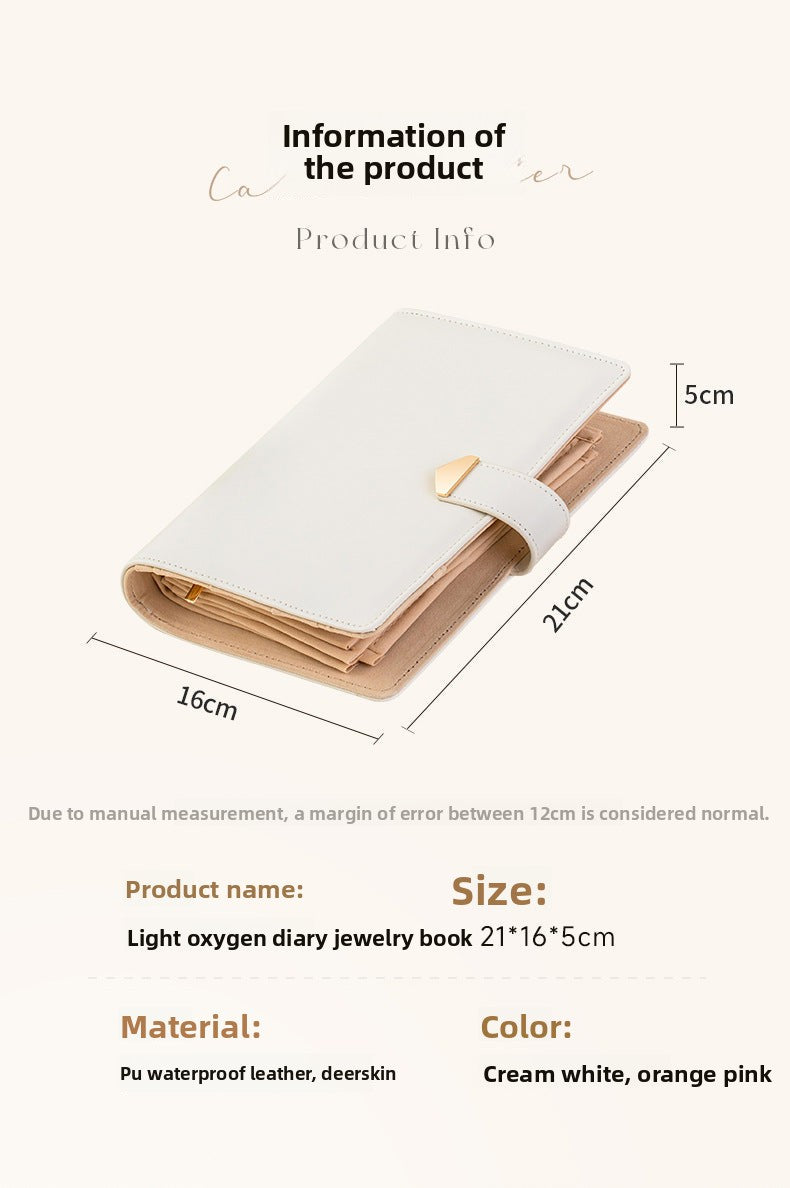 Cross-Border Jewelry Storage Box Booklet Bag Necklace Earring Box Leather Portable Gold Jewelry Storage High-End Gift Tiffany Gold Necklace Jewelry DavidTiffany gold necklace jewelry david