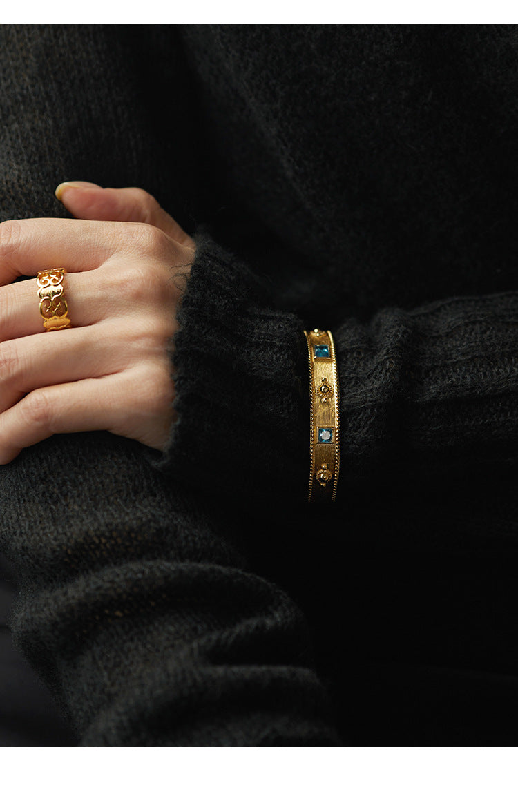 Brass Alloy Bracelet French Retro Bracelet Autumn Winter Fashion Simple Light Luxury Bracelet David Gold Necklacedavid gold necklace