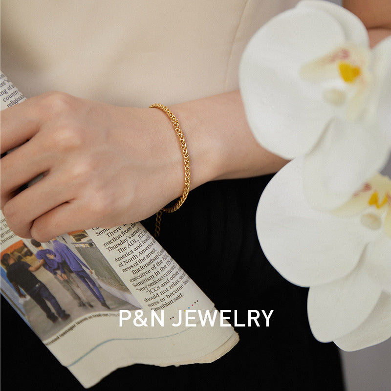 Brass Alloy Bracelet French Light Luxury Retro Design Fashion Simple Versatile Bracelet Bangle