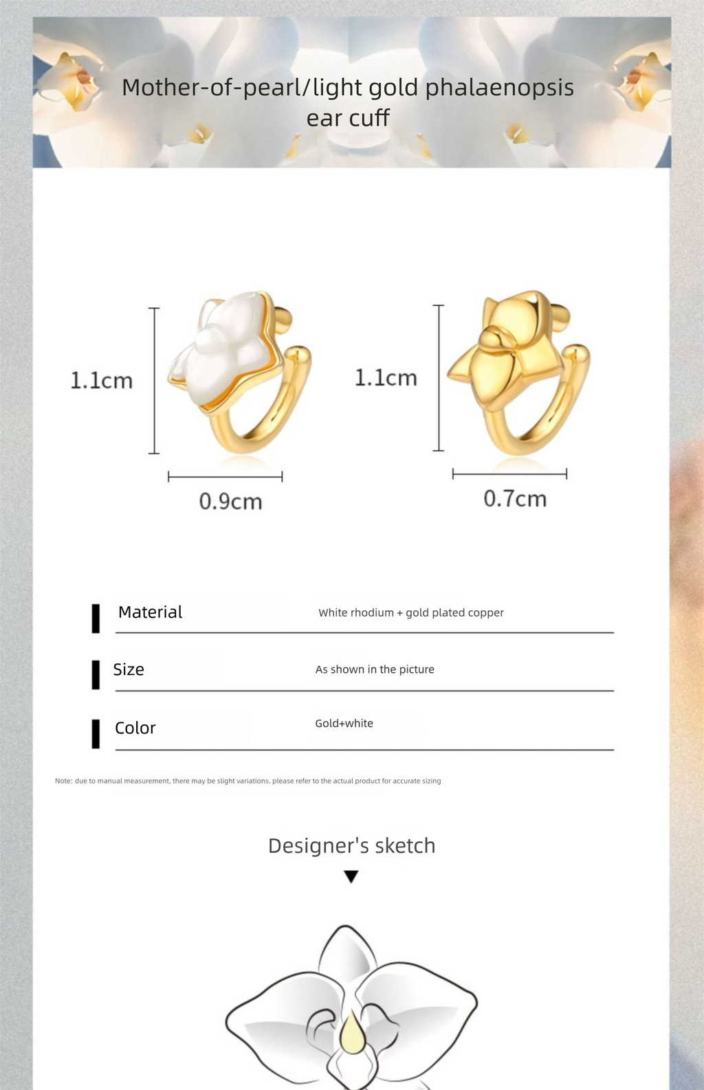 Copper Alloy Enamel Earrings Butterfly Orchid Ear Clips for Women Without Pierced Ears Light Luxury High-end French Niche Earrings Gold Necklace Jewelry Davidgold necklace jewelry david