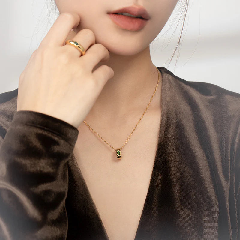 Copper Alloy Synthetic Zircon Ring Vintage Style French Lazy Palace Light Luxury Design Ring David Gold Necklacedavid gold necklace003