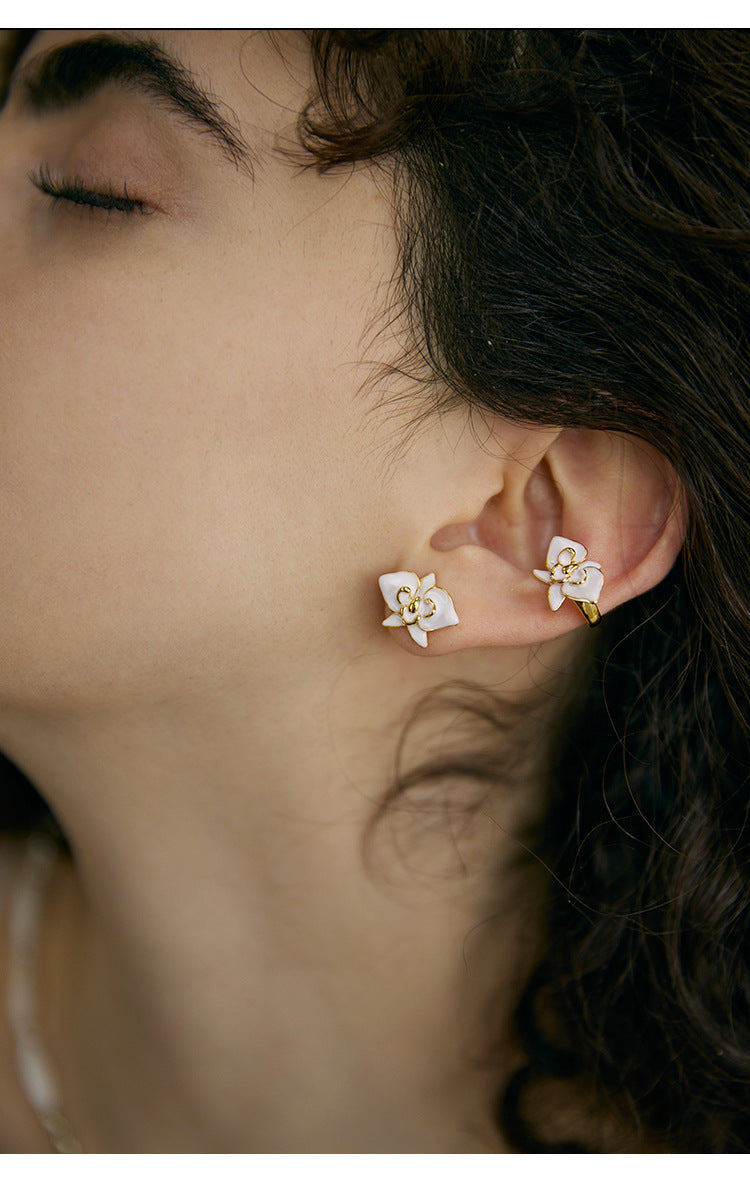 Enamel Copper Alloy Earrings Butterfly Ear Clips for Women Without Piercing High-end Niche Light Luxury French Ear Cuffs David Gold Necklacedavid gold necklace